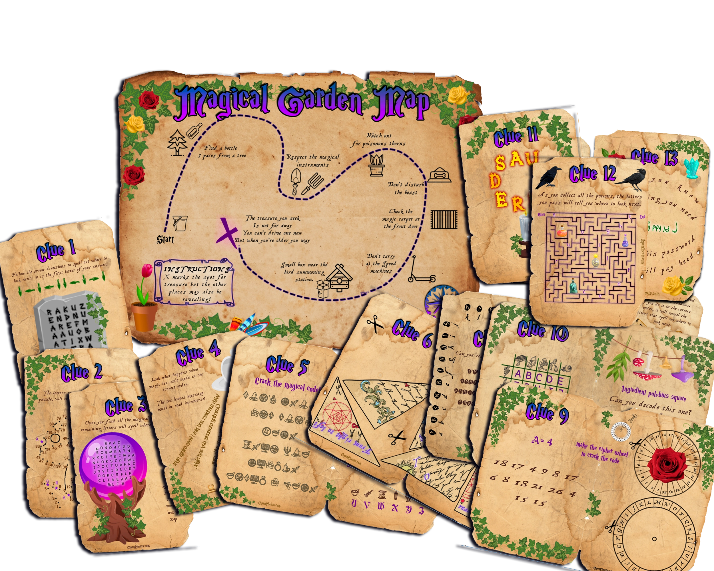 Magic Treasure Hunt Clues - Enchant your Backyard - Open Chests