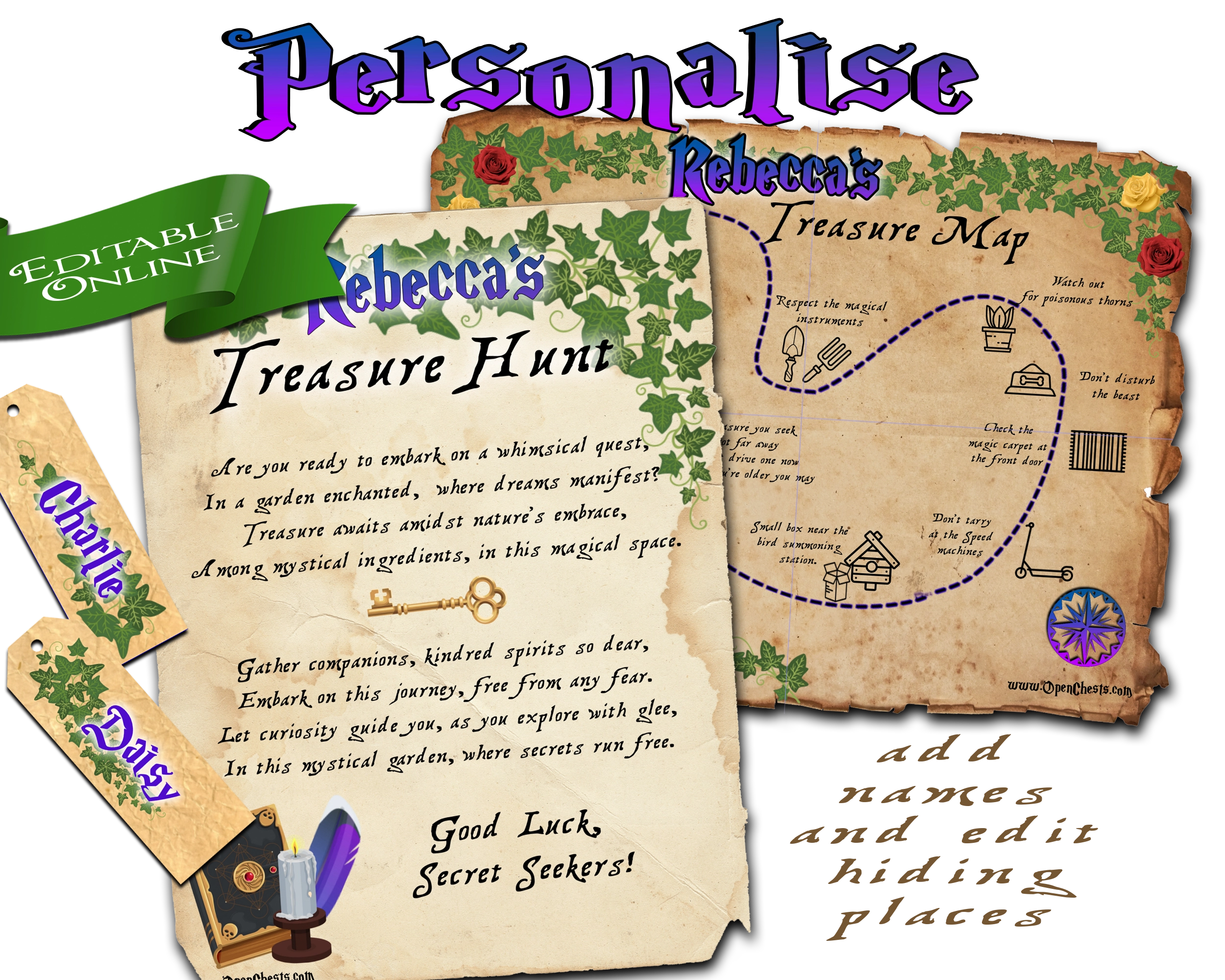 Magic Treasure Hunt Clues - Enchant your Backyard - Open Chests