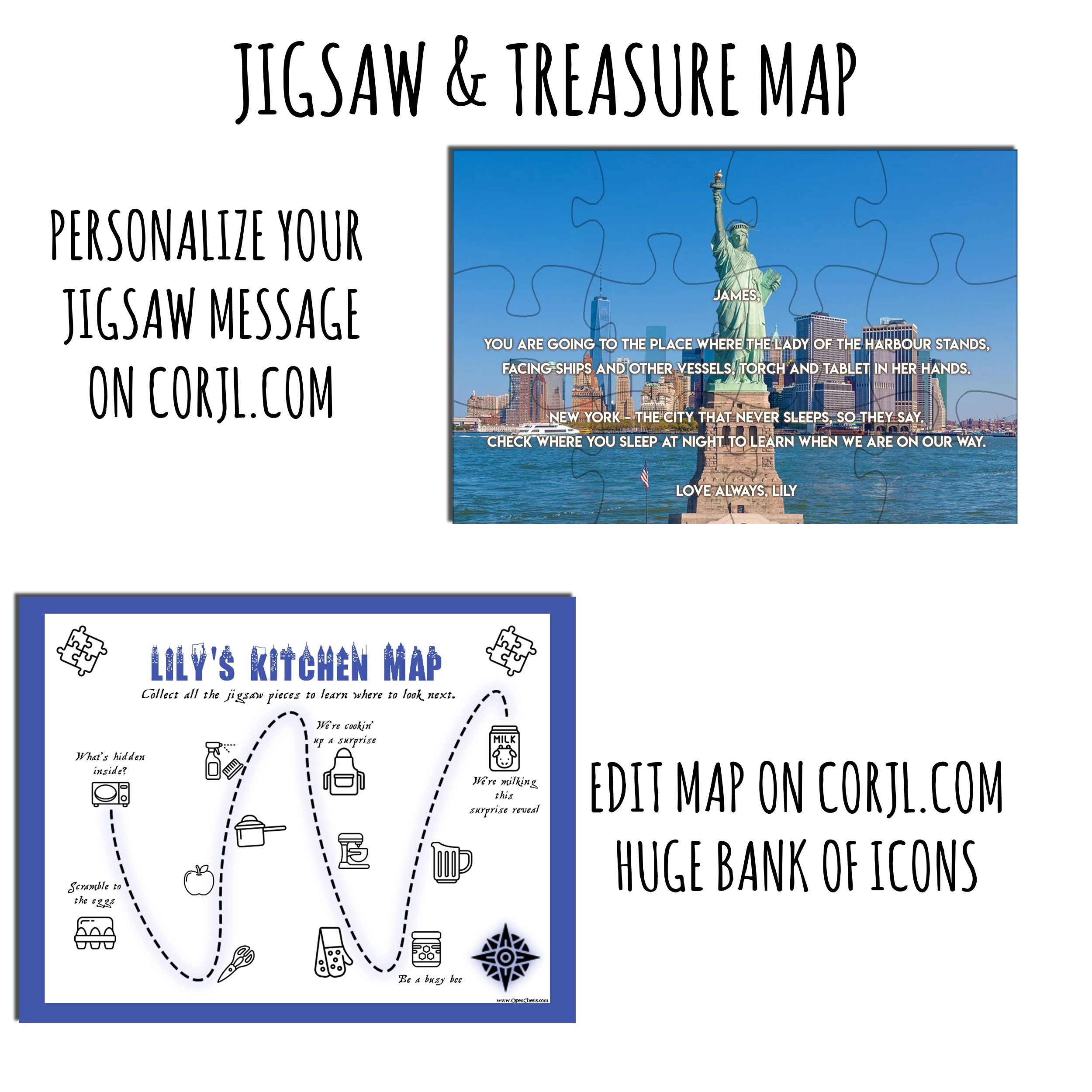 Surprise New York Trip Treasure Hunt - Vacation Reveal - custom printable - Open Chests