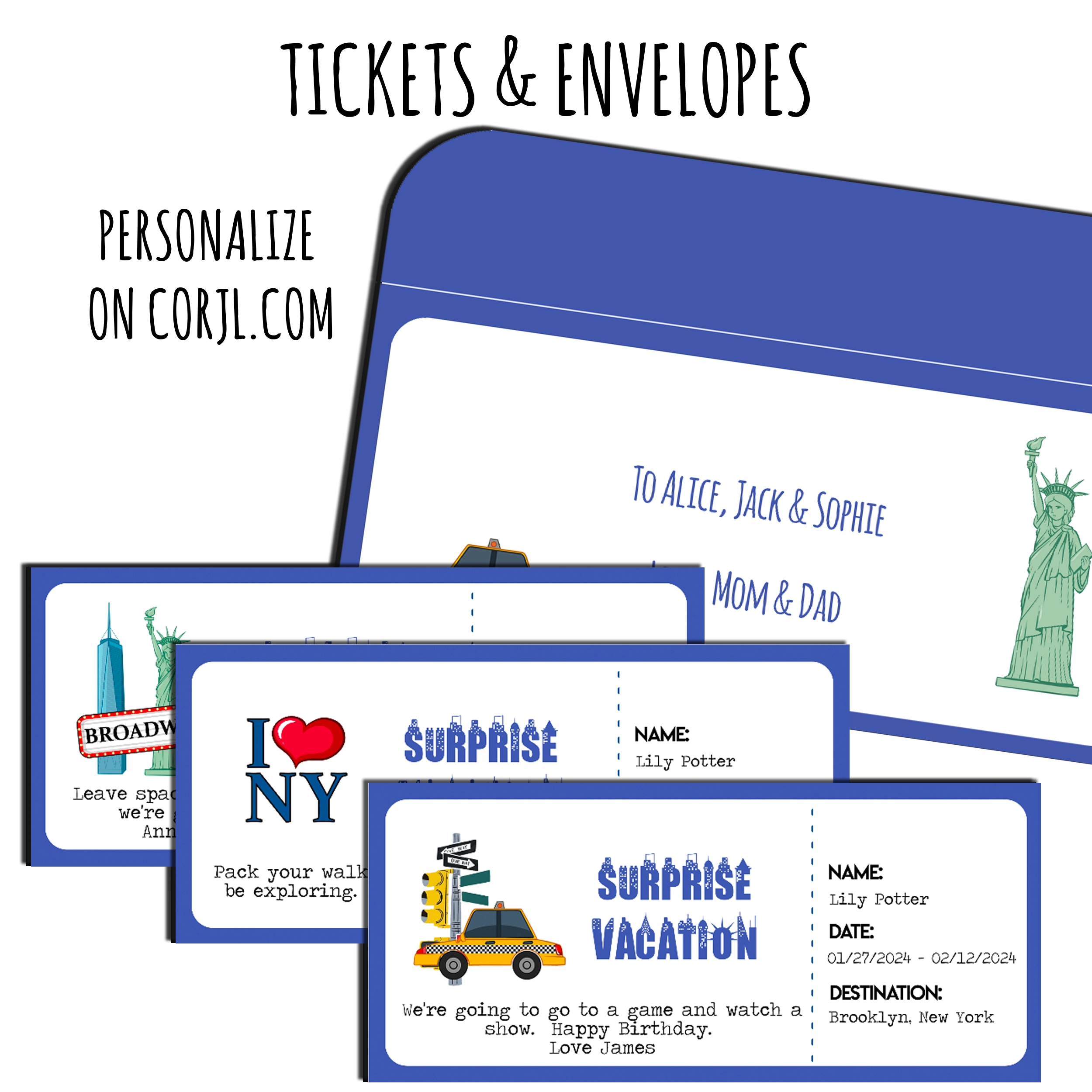 Surprise New York Trip Treasure Hunt - Vacation Reveal - custom printable - Open Chests