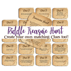 Riddle Treasure Hunt Clues - older kids, teens, adults - Open Chests