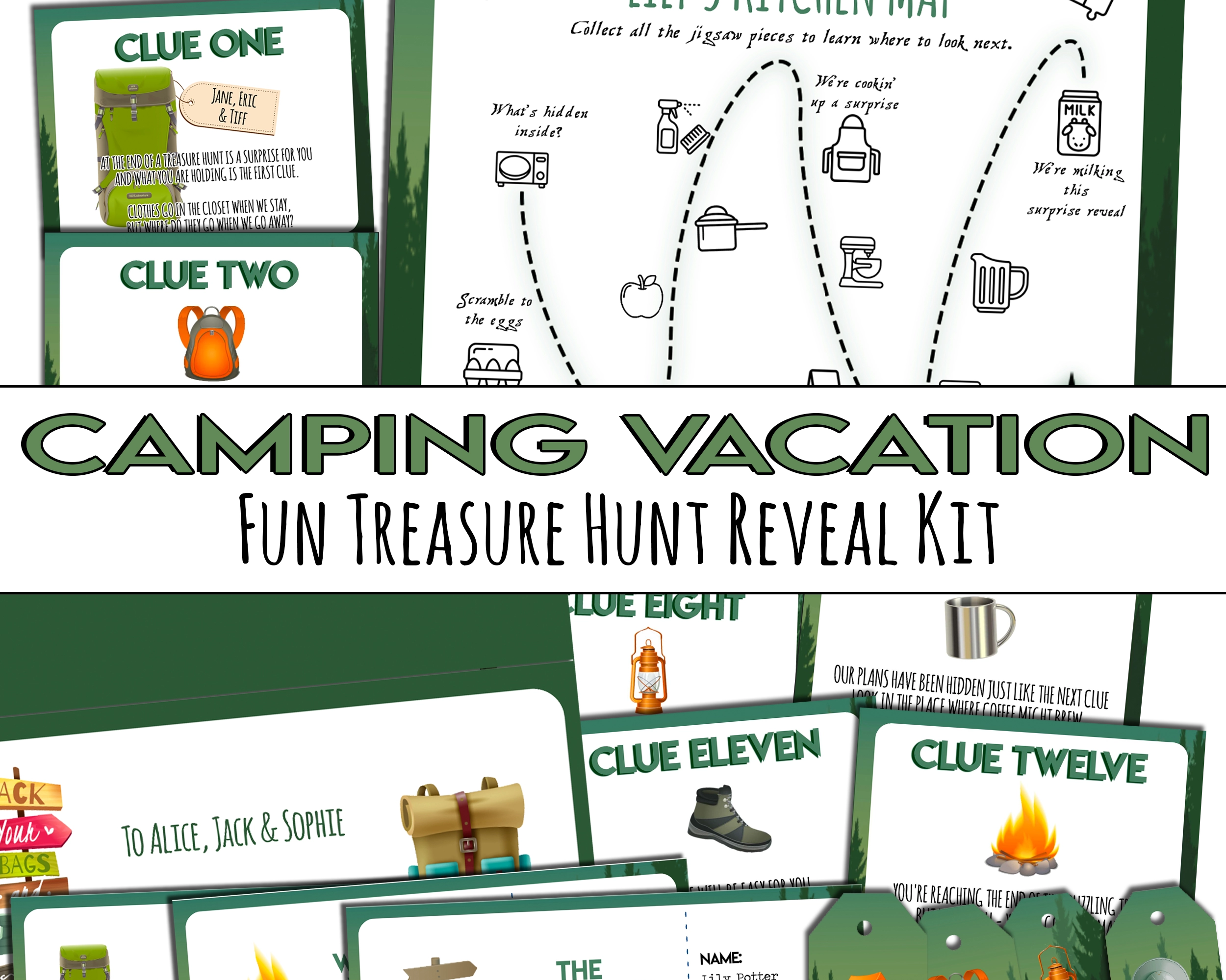 Surprise Mountains or Camping Vacation Reveal - Treasure Hunt Kit you can customise - Open Chests