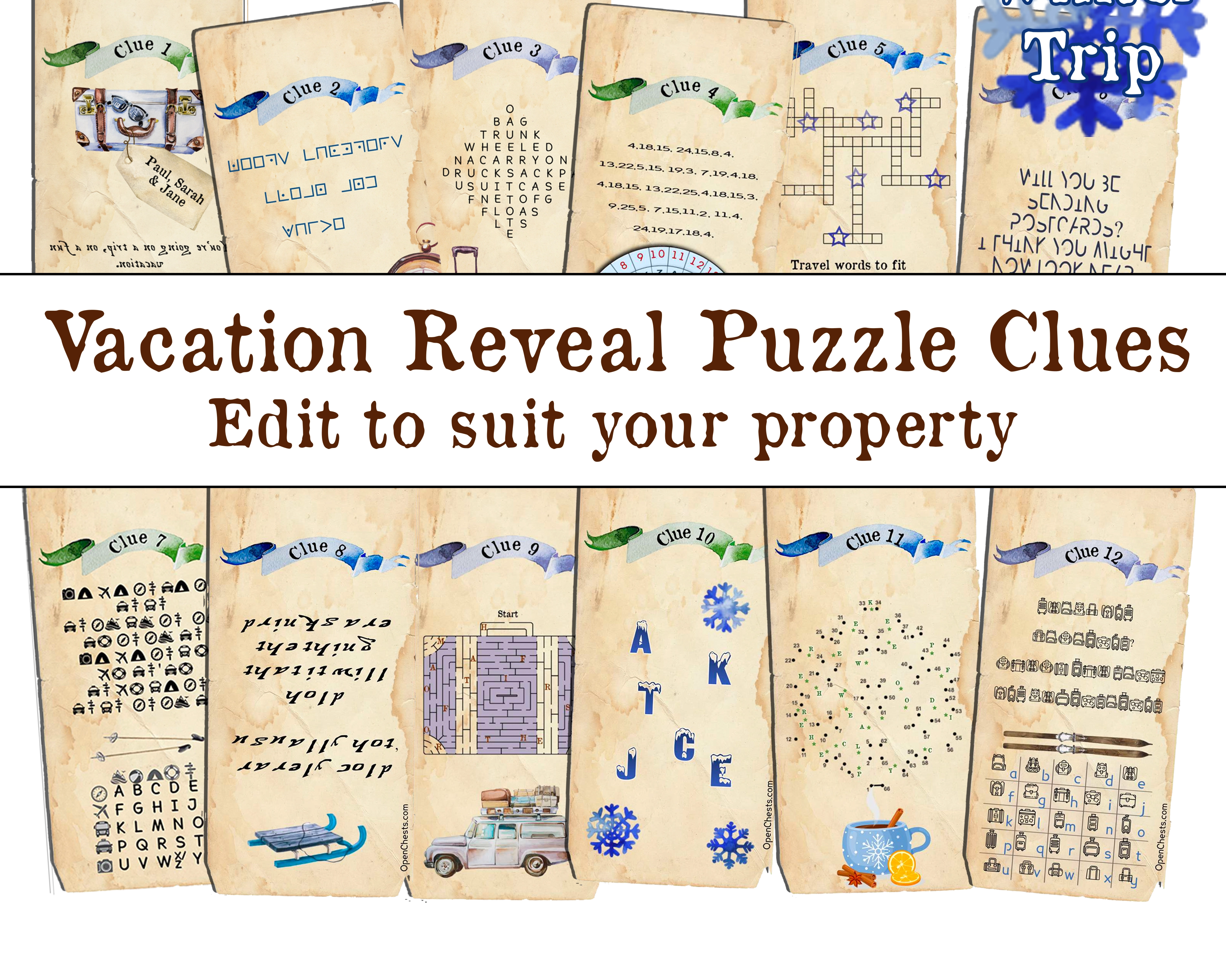 Surprise Vacation Treasure Hunt Clues - Winter Reveal - Open Chests