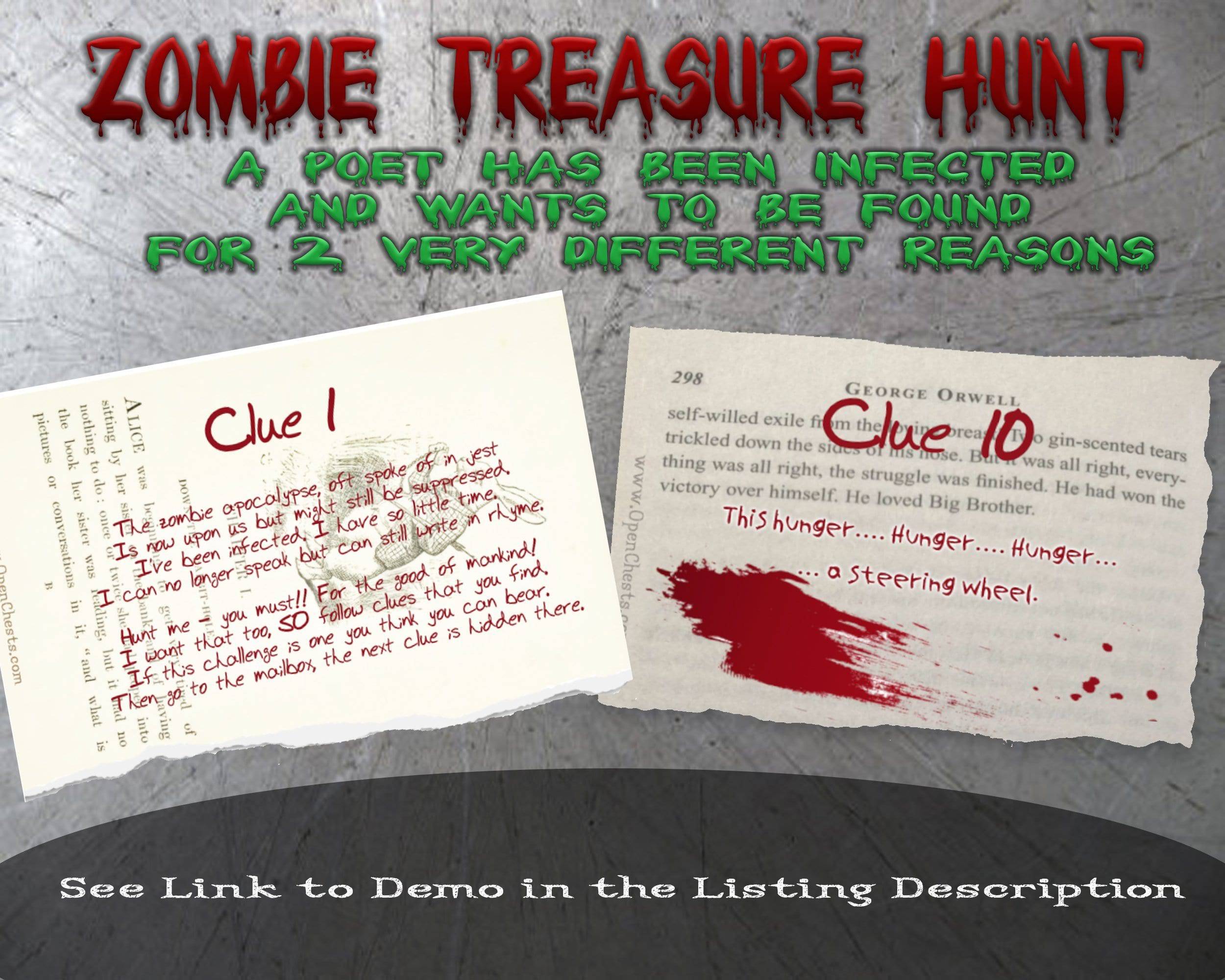 Creepy Treasure Hunt Clues - Zombie Poet - Open Chests
