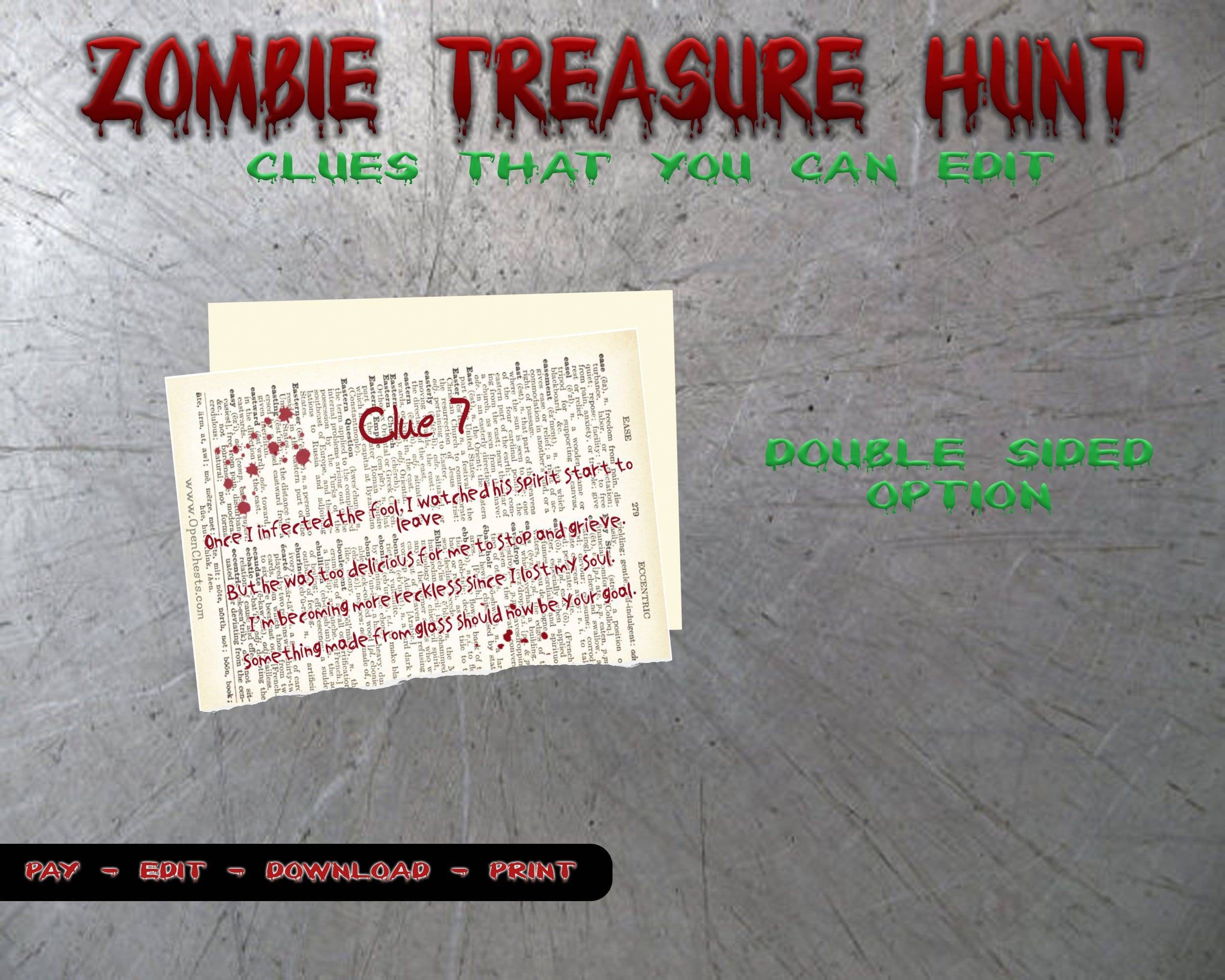 Creepy Treasure Hunt Clues - Zombie Poet - Open Chests