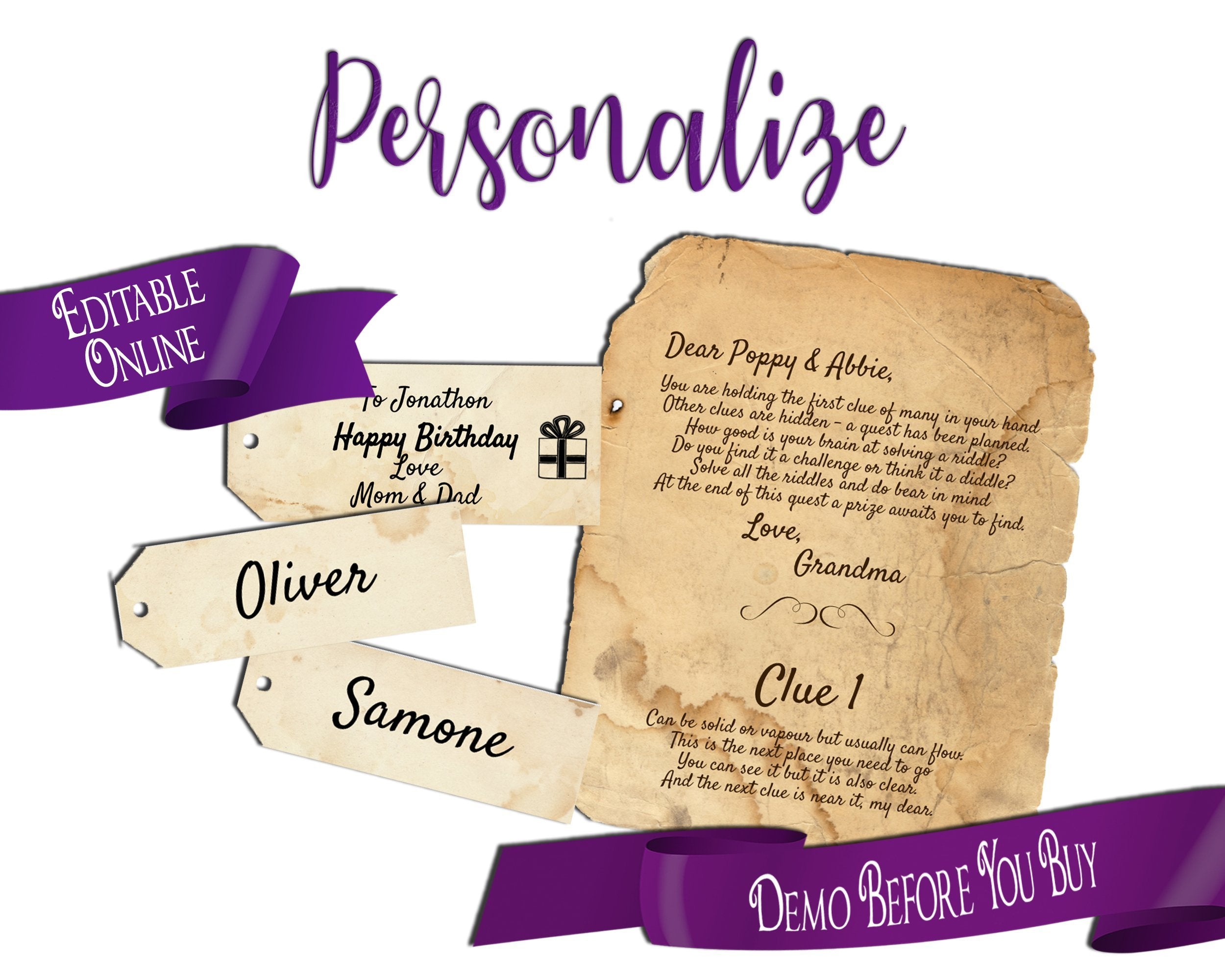 Riddle Treasure Hunt Clues - older kids, teens, adults - Open Chests