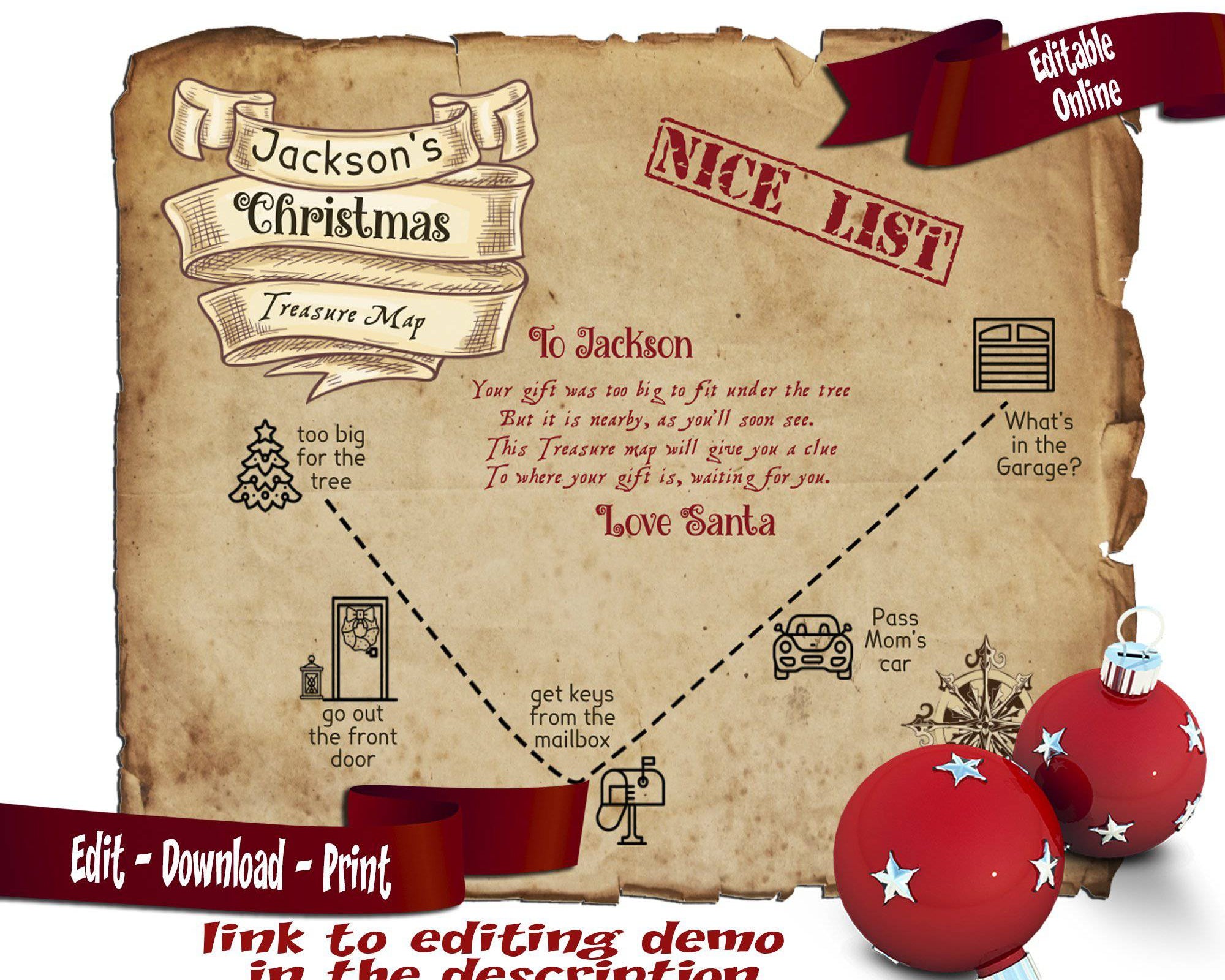 Santa Claus Christmas Treasure Map; solutions for Large Presents and no xmas tree - Open Chests
