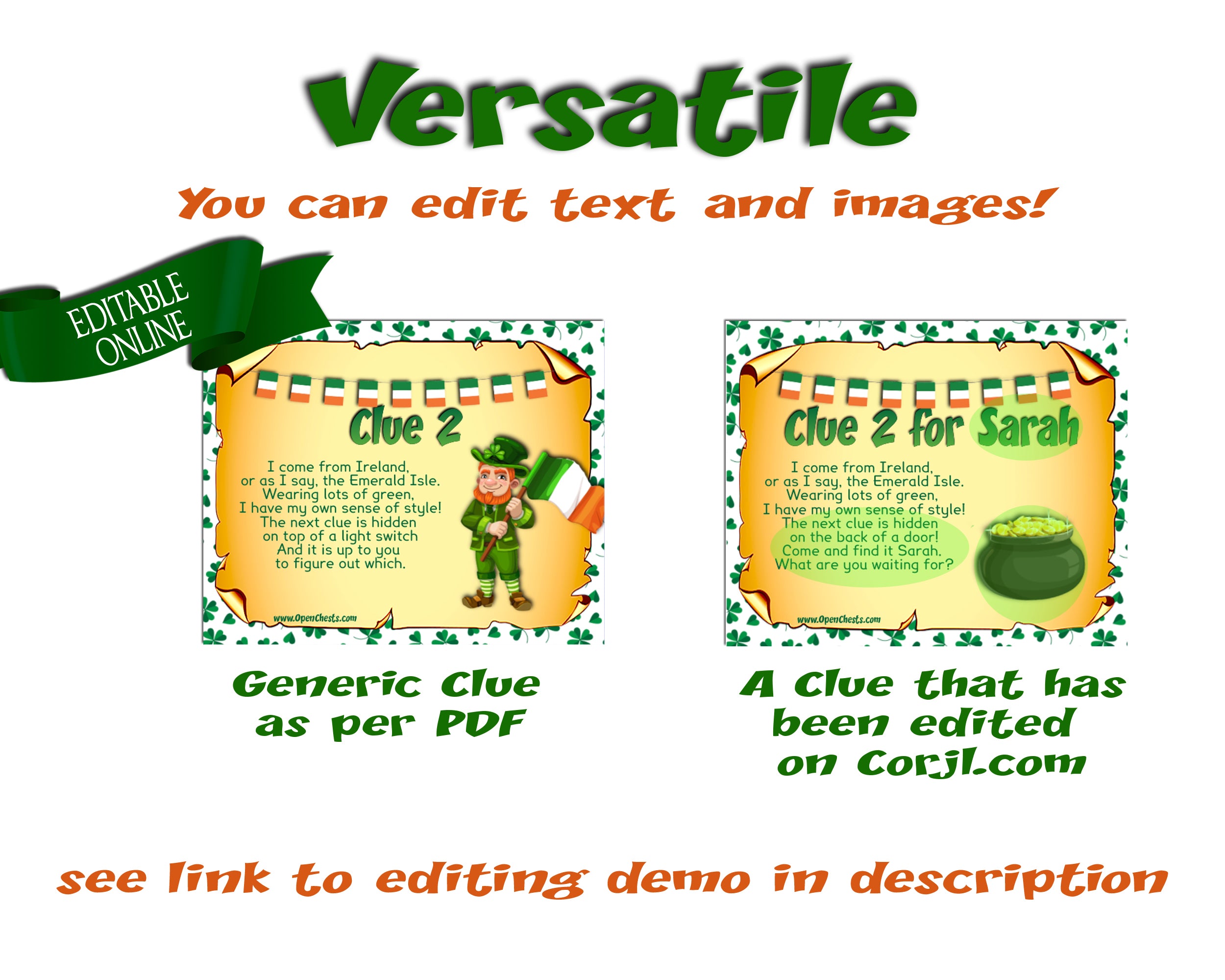 St Patrick's Day Game. Leprechaun Treasure Hunt - Open Chests