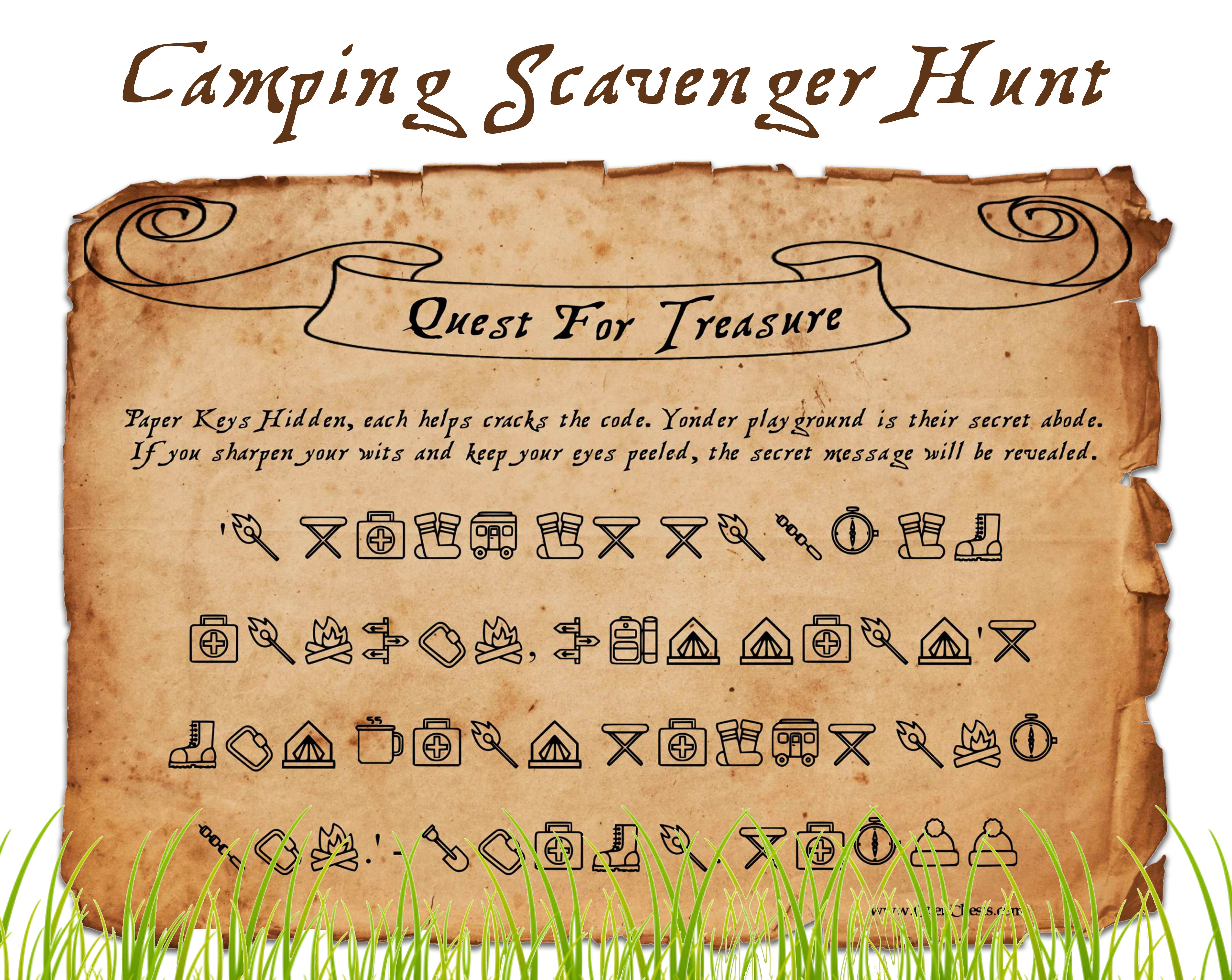 Camping Group Game - Secret Message Scavenger Hunt - Open Chests