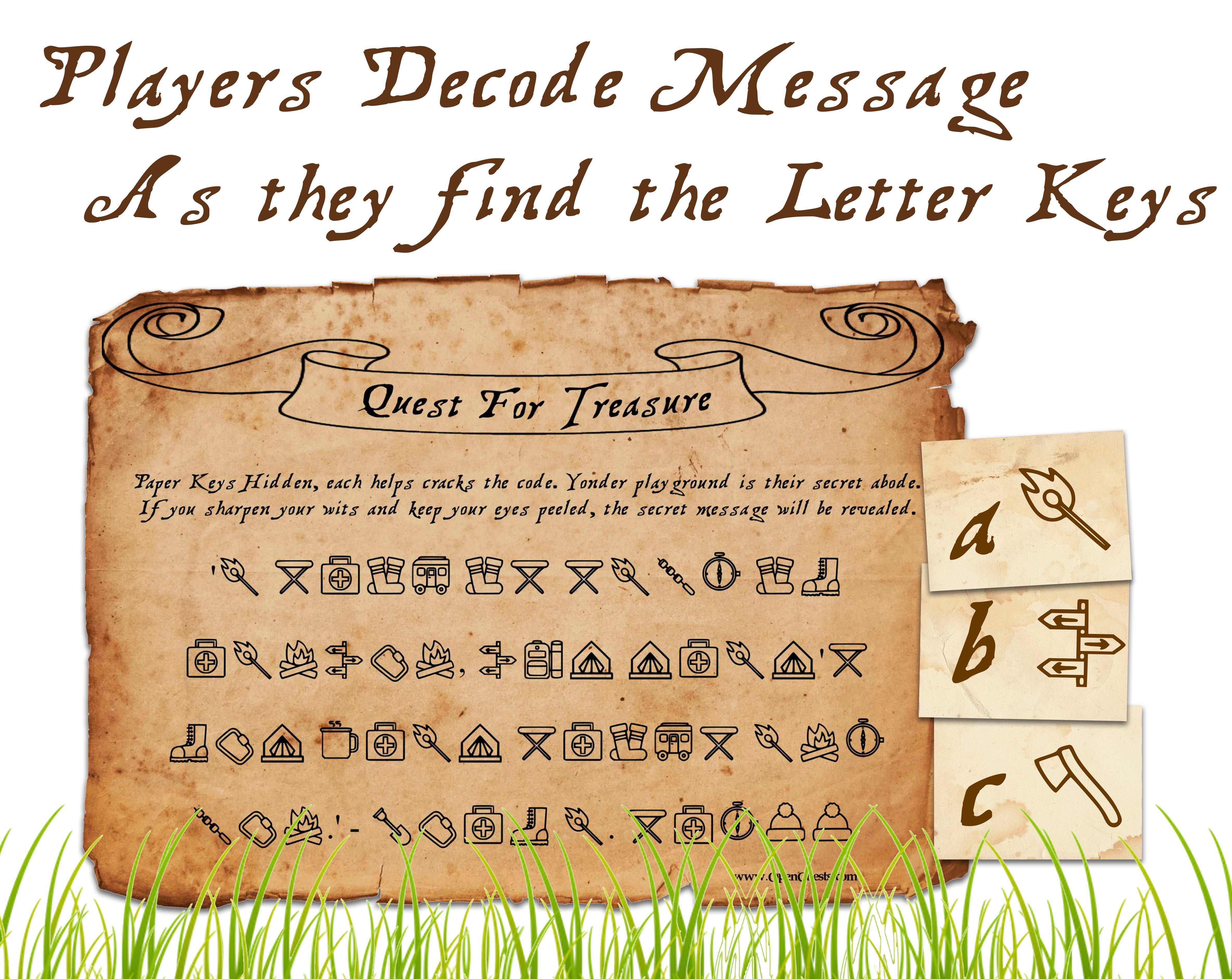 Camping Group Game - Secret Message Scavenger Hunt - Open Chests