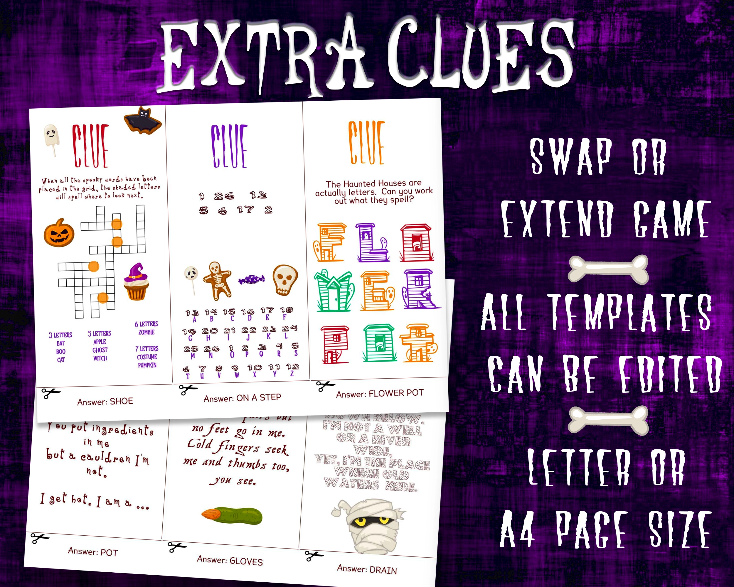 Editable Halloween Treasure Hunt Puzzle Clues - Open Chests