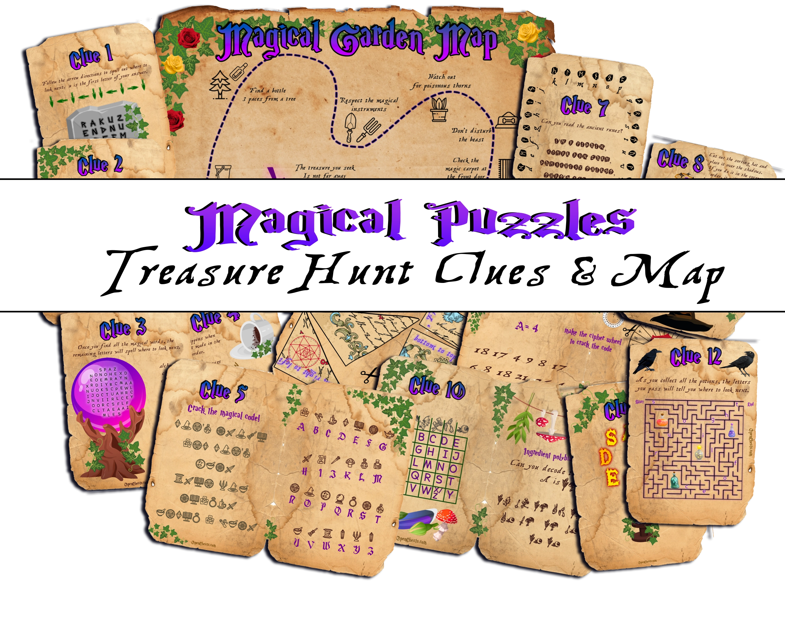 Magic Treasure Hunt Clues - Enchant your Backyard - Open Chests