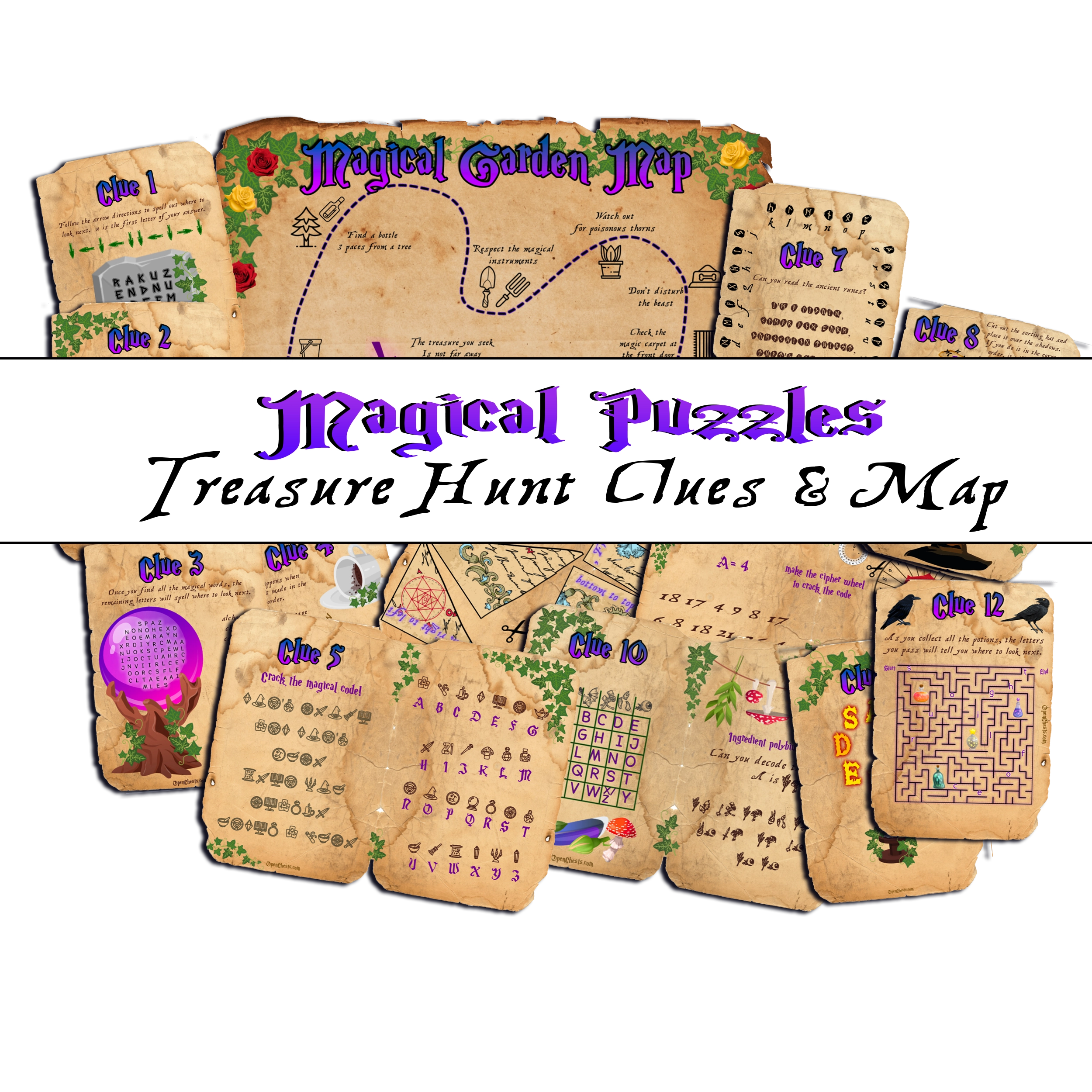 Magic Treasure Hunt Clues - Enchant your Backyard - Open Chests