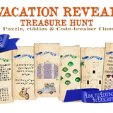 Surprise Beach Vacation Puzzle Clues | Editable Treasure Hunt - Open Chests
