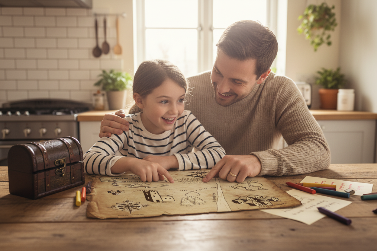 Family treasure hunt with actual map design