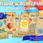 clue 1 is a mirrored riddle. gift tag can be personalised. Clue 2 is a balloon shaped wordsearch. clue 3 is a pigpen cipher. Clue 4 is a word scramble, clue 5 is a gift shaped maze, clue 6 is a number cipher