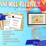 This shows that you will receive 2 automatic emails directly to your inbox. An email from Etsy will give you the generic clues as a PDF. An email from Corjl will invite you to edit the clue templates online if you want