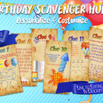 Clue 7 is a tangle maze, clue 8 is riddle with in a birthday candle font, clue 9 is a morse code code-breaker, clue 10 is an arrow word puzzle with a firework image, clue 11 is a birthday cake connect the dots, clue 12 is a symbol code-breaker