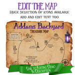 Editable Halloween backyard treasure map with online editing demo