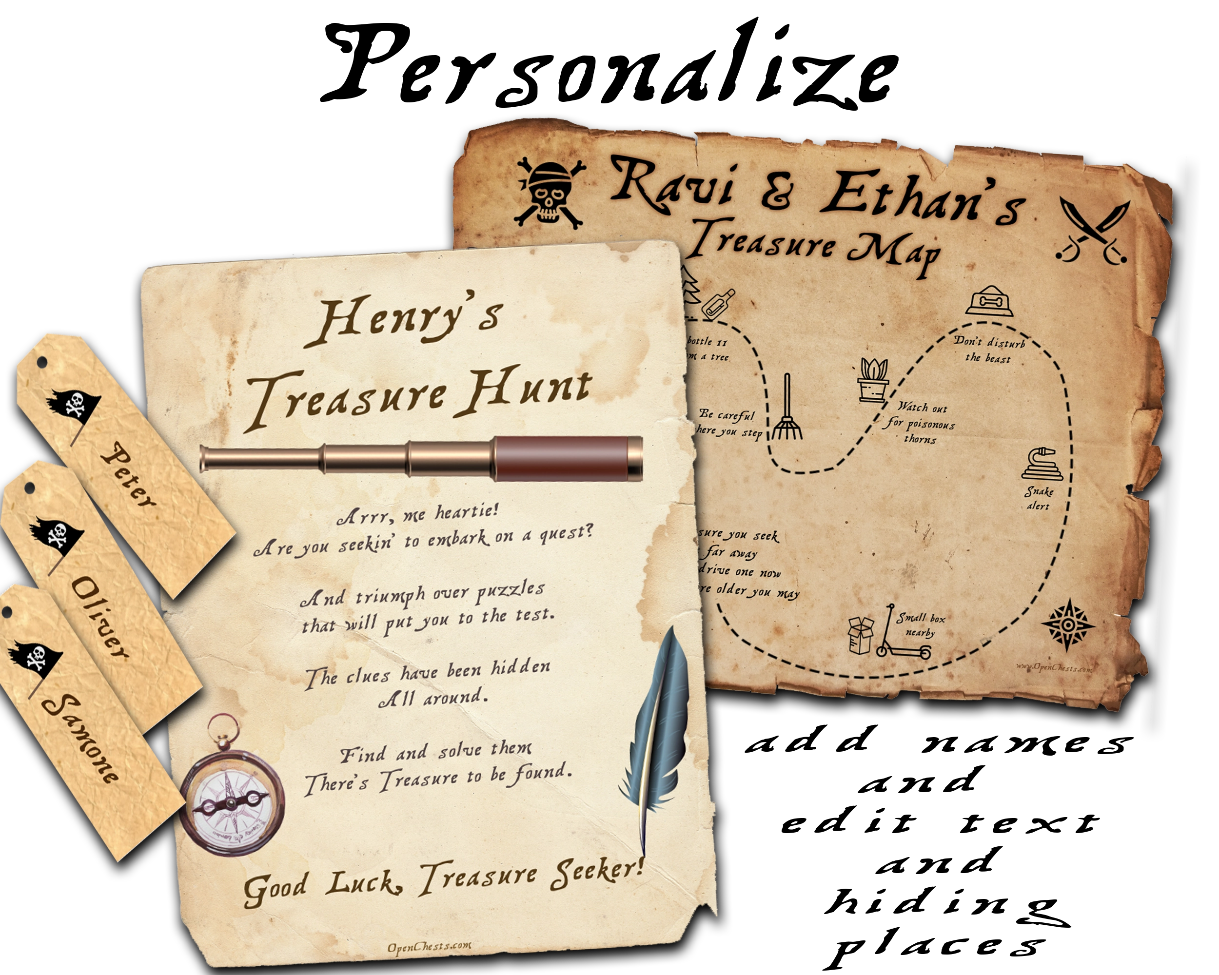 Pirate Treasure Hunt Clues for older Kids and Teens - Open Chests