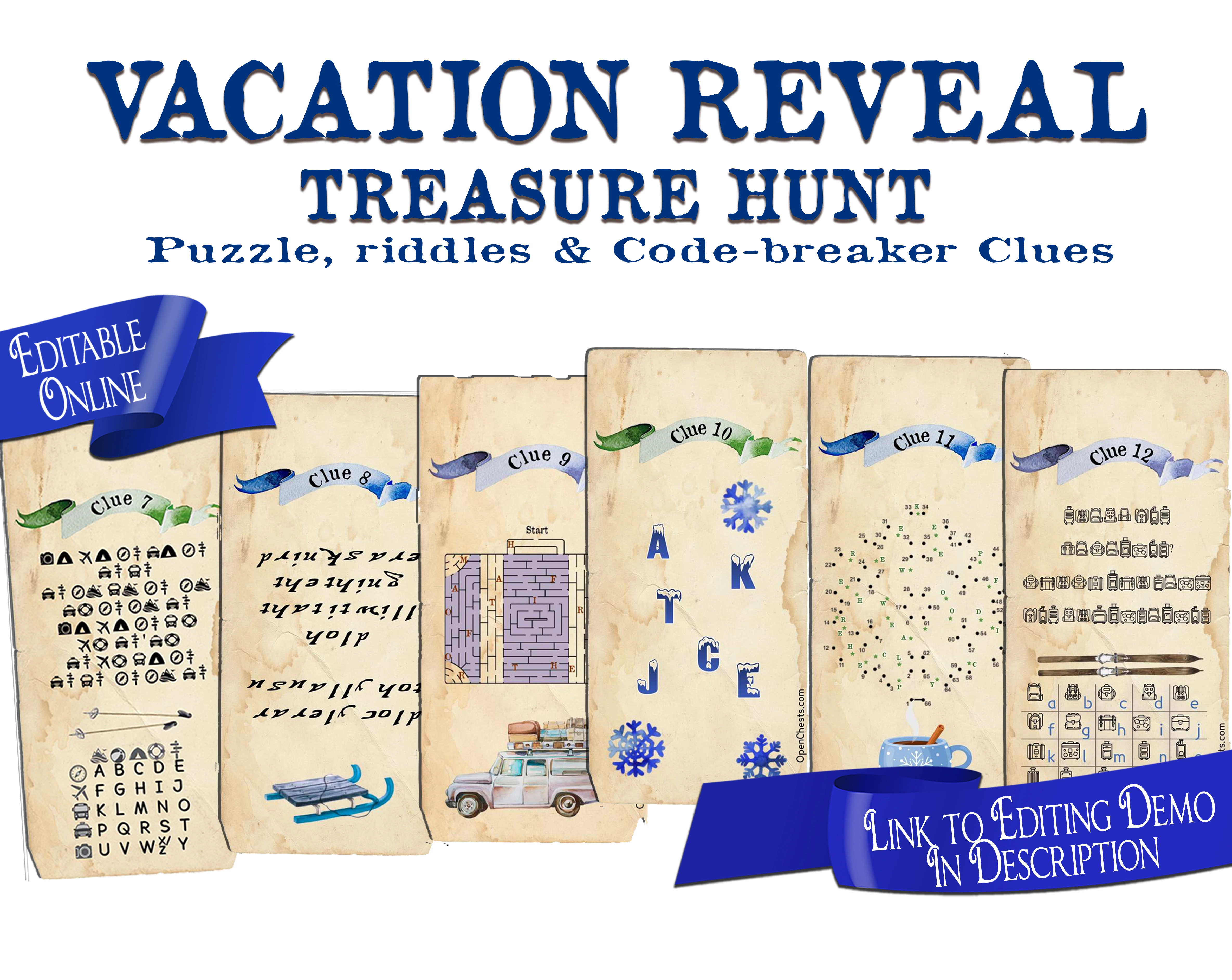 Surprise Vacation Treasure Hunt Clues - Winter Reveal - Open Chests