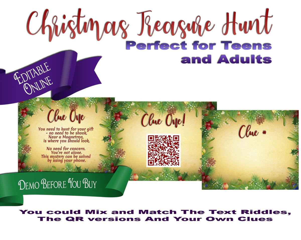 Challenging Christmas Riddle Treasure Hunt Clues. Tricky Scavenger Gam ...