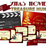 Christmas Movie Night Kit. Treasure Hunt with Editable Props - Open Chests