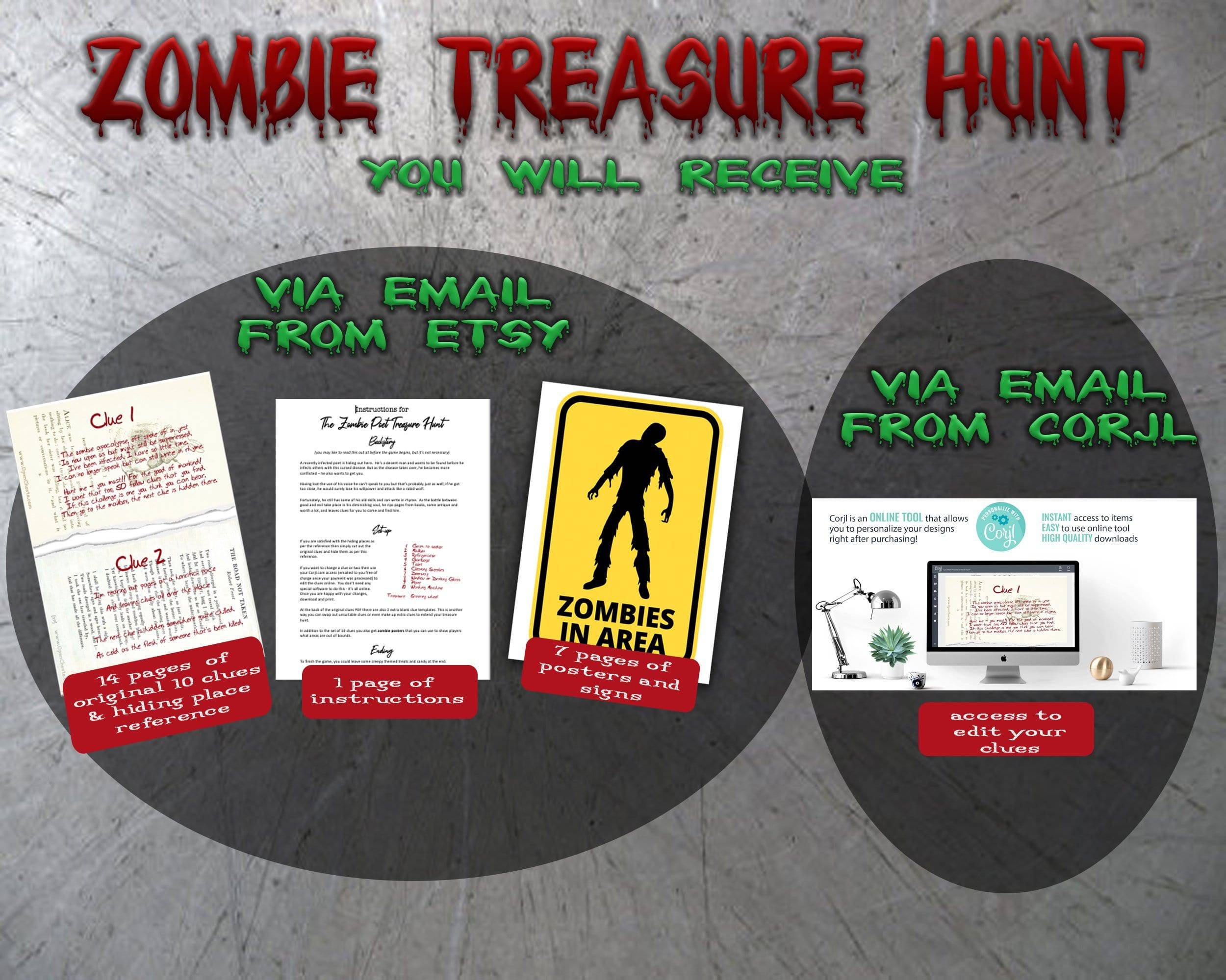 Creepy Treasure Hunt Clues - Zombie Poet - Open Chests