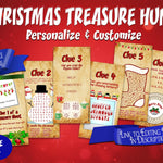 Editable Christmas Treasure Hunt Puzzle Clues - Open Chests