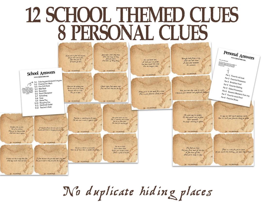 Ultimate Riddle Treasure Hunt with over 100 clues Open Chests