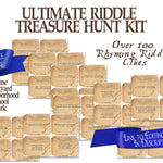Ultimate Riddle Treasure Hunt Kit | Scavenger Hunt Clues Party Game | Home, Backyard, Neighborhood, School, Park, Christmas and Halloween - Open Chests