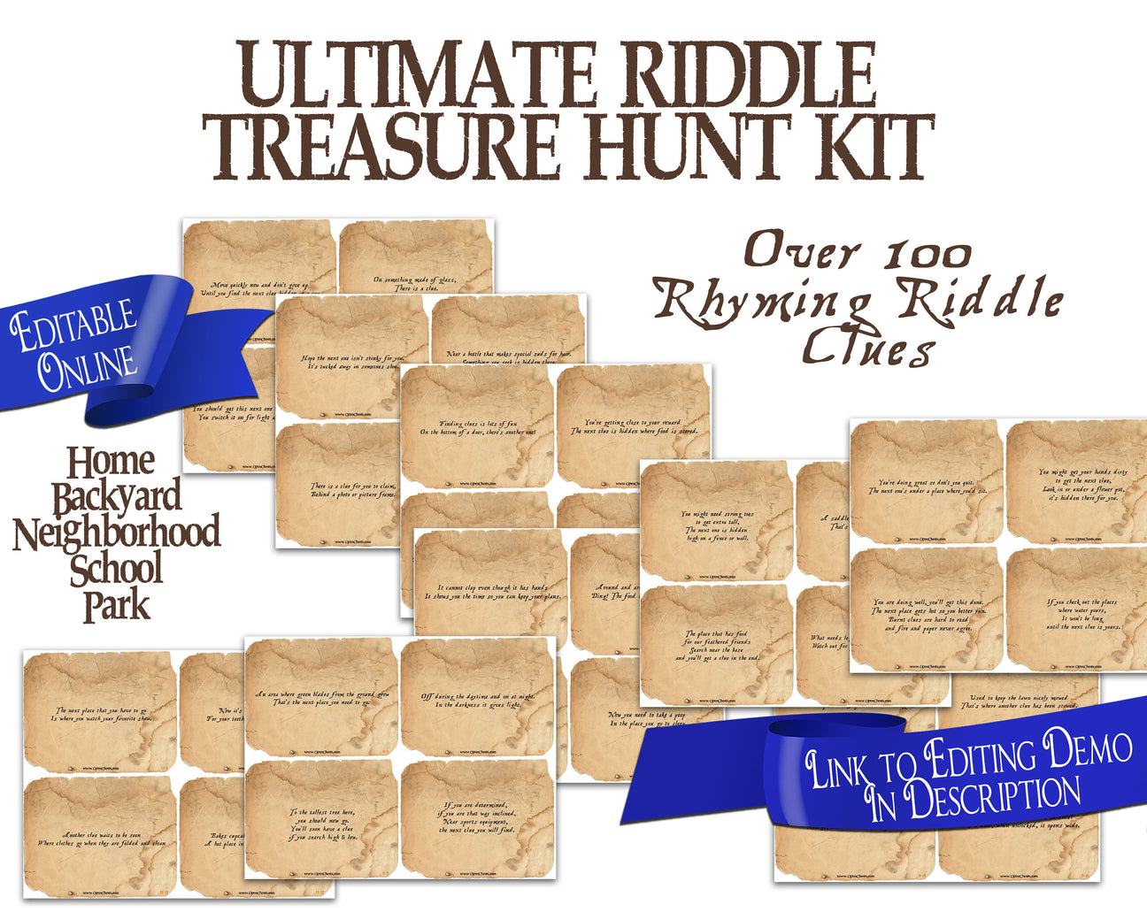 Ultimate Riddle Treasure Hunt Kit | Scavenger Hunt Clues Party Game ...