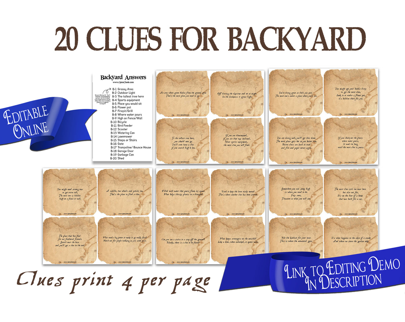 Ultimate Riddle Treasure Hunt with over 100 clues Open Chests