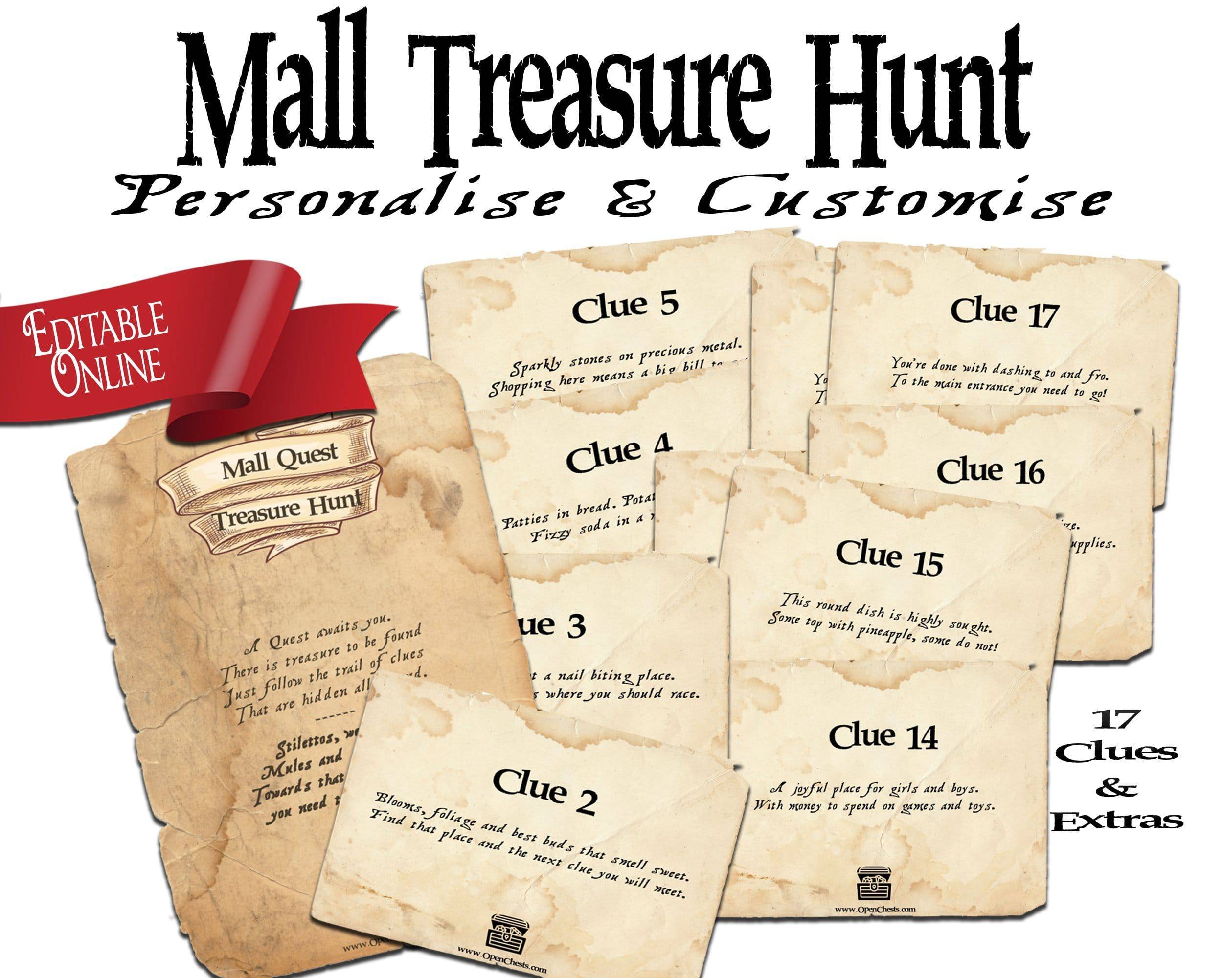 Mall Photo Scavenger Hunt | Mall Treasure Hunt Riddles Clues - Open Chests