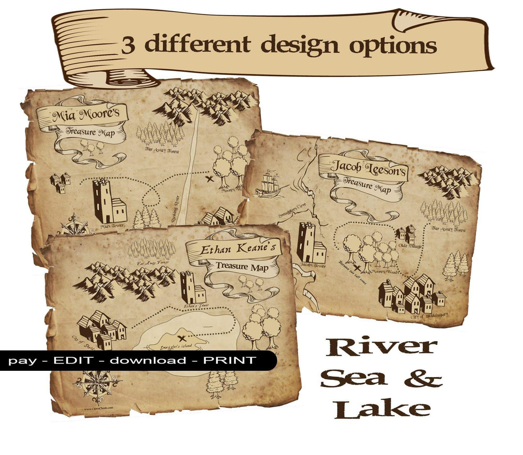 Old Treasure Map Printable - Customisable – Open Chests