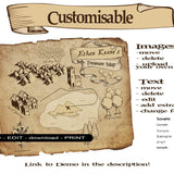 Old Treasure Map Printable - Customisable - Open Chests