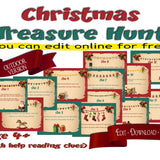 Outdoor Christmas Treasure Hunt Clues for Kids - editable - Open Chests