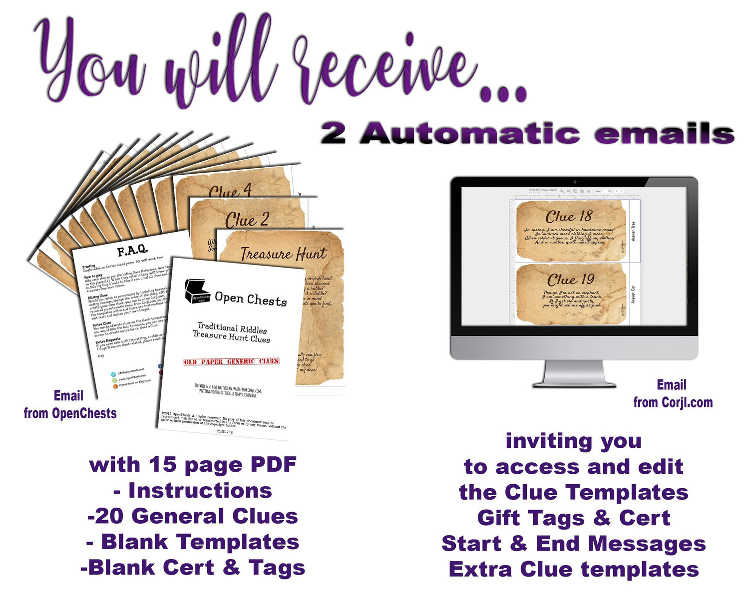 Riddle Treasure Hunt Clues for older kids, teens, adults – Open Chests