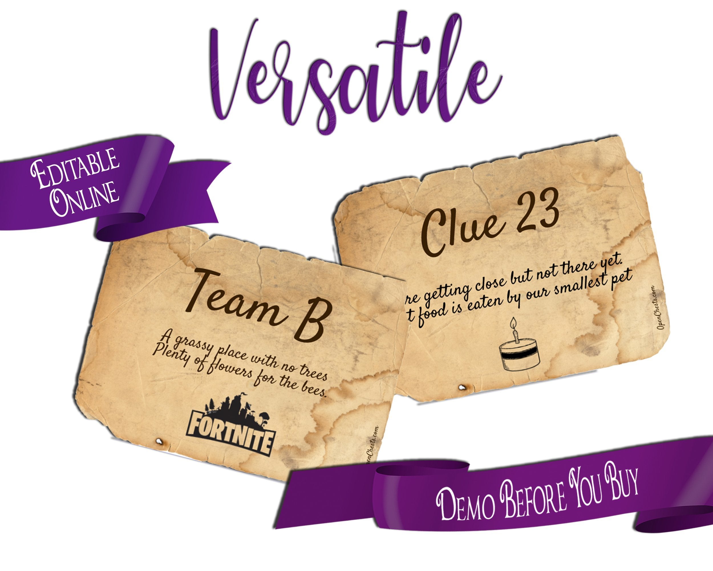Riddle Treasure Hunt Clues - older kids, teens, adults - Open Chests