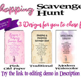 Shopping Scavenger Hunt Rhyming Riddle Clues - Open Chests