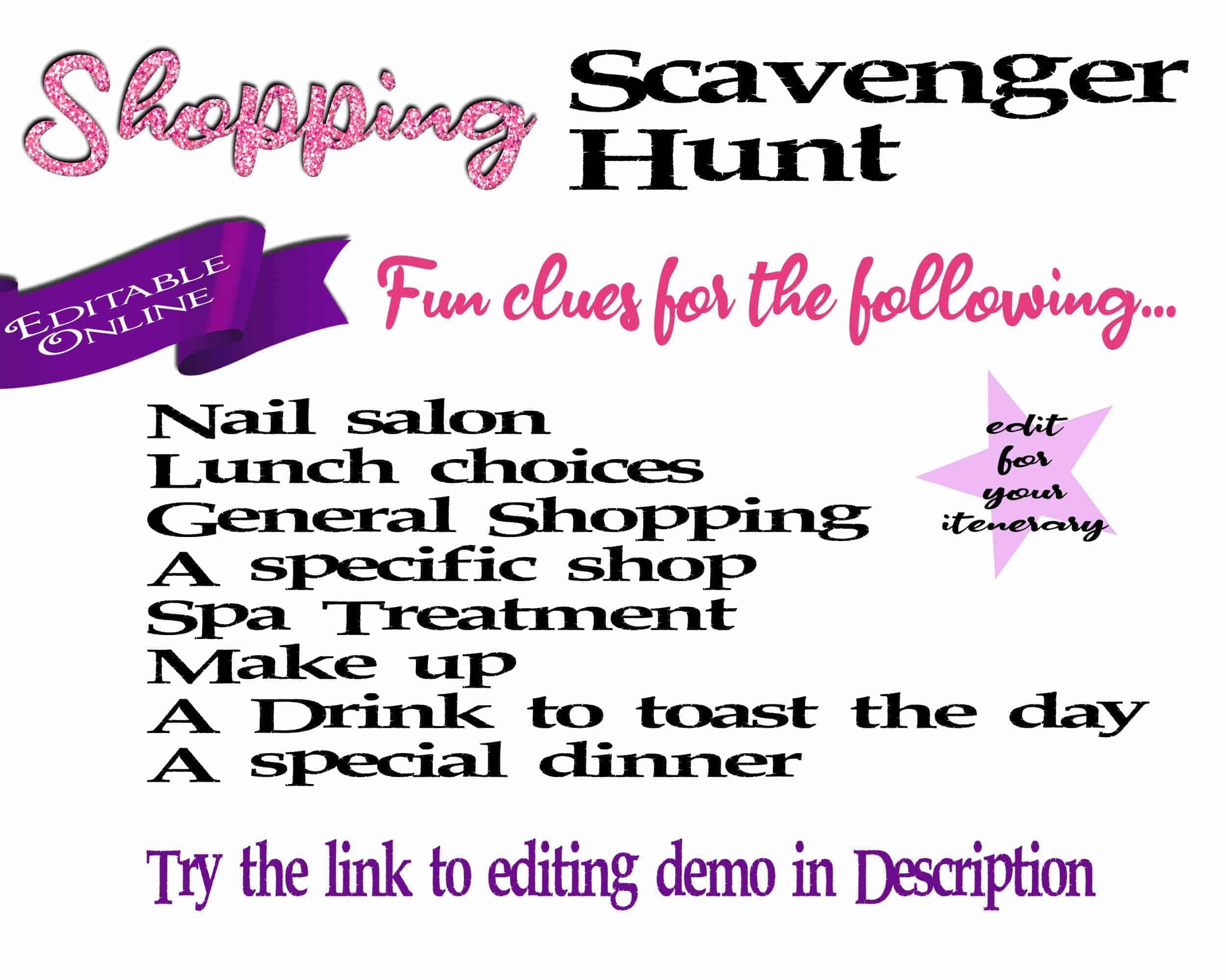 Shopping Scavenger Hunt Rhyming Riddle Clues - Open Chests